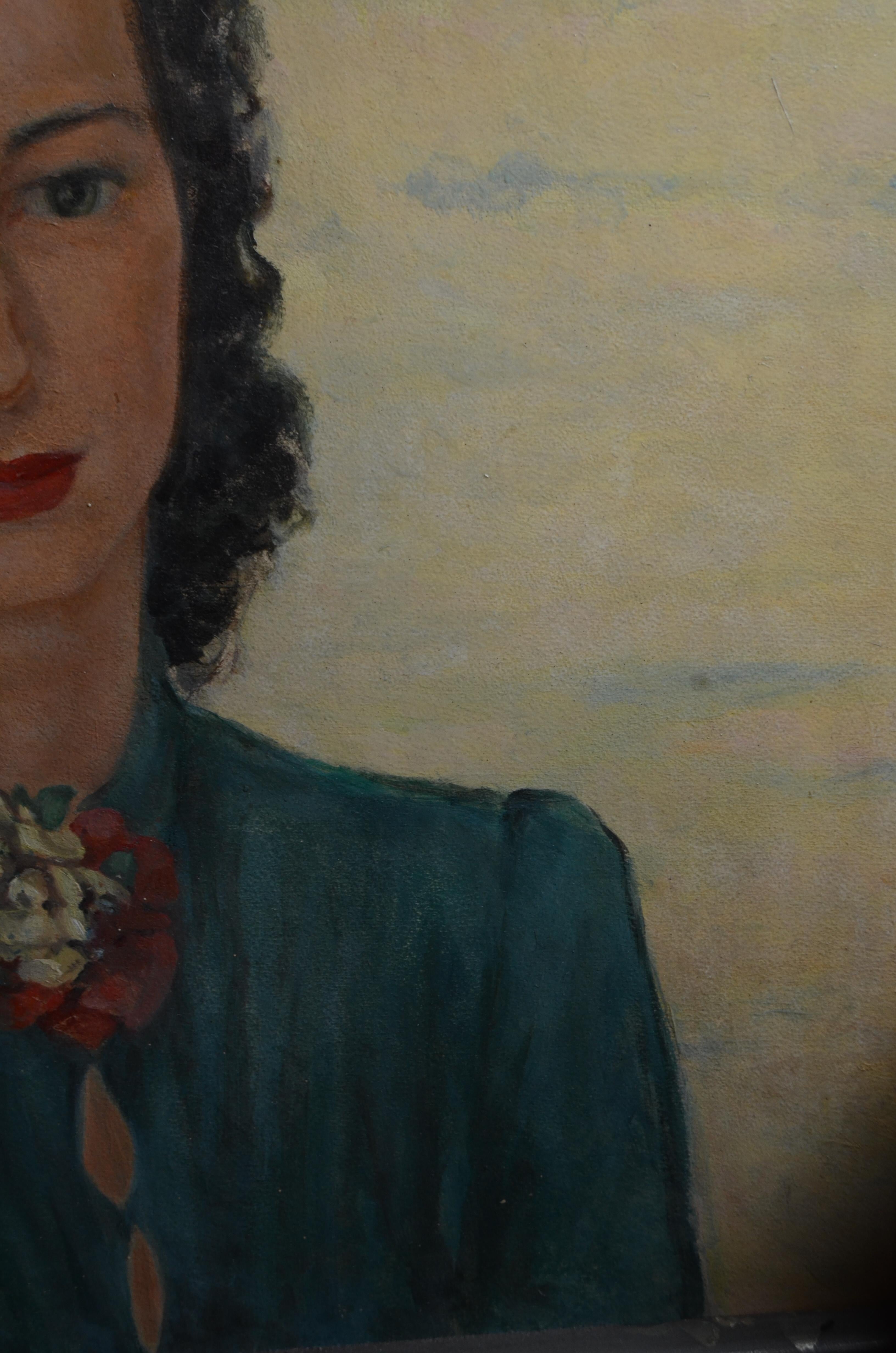 Portrait of a Woman, 1940s-50s. Signed Vera d’Angara, Italian-Russian actress For Sale 9