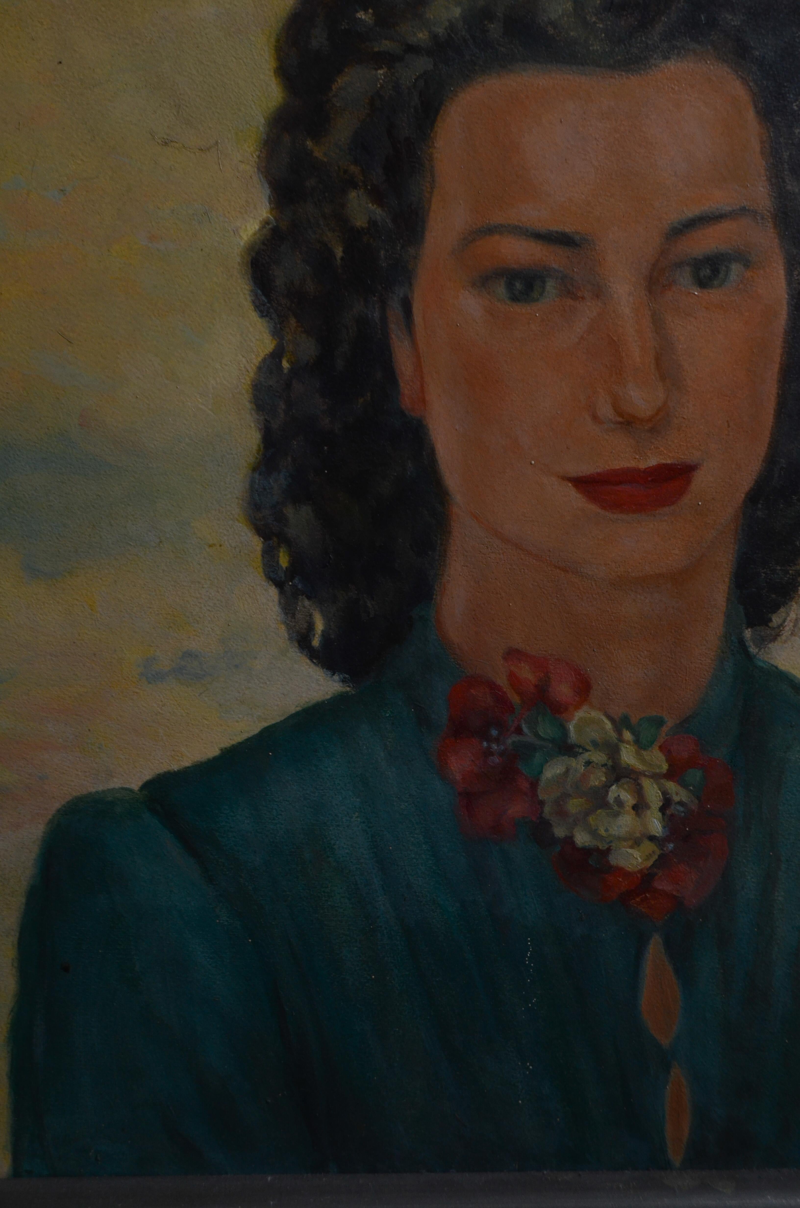 Portrait of a Woman, 1940s-50s. Signed Vera d’Angara, Italian-Russian actress For Sale 10