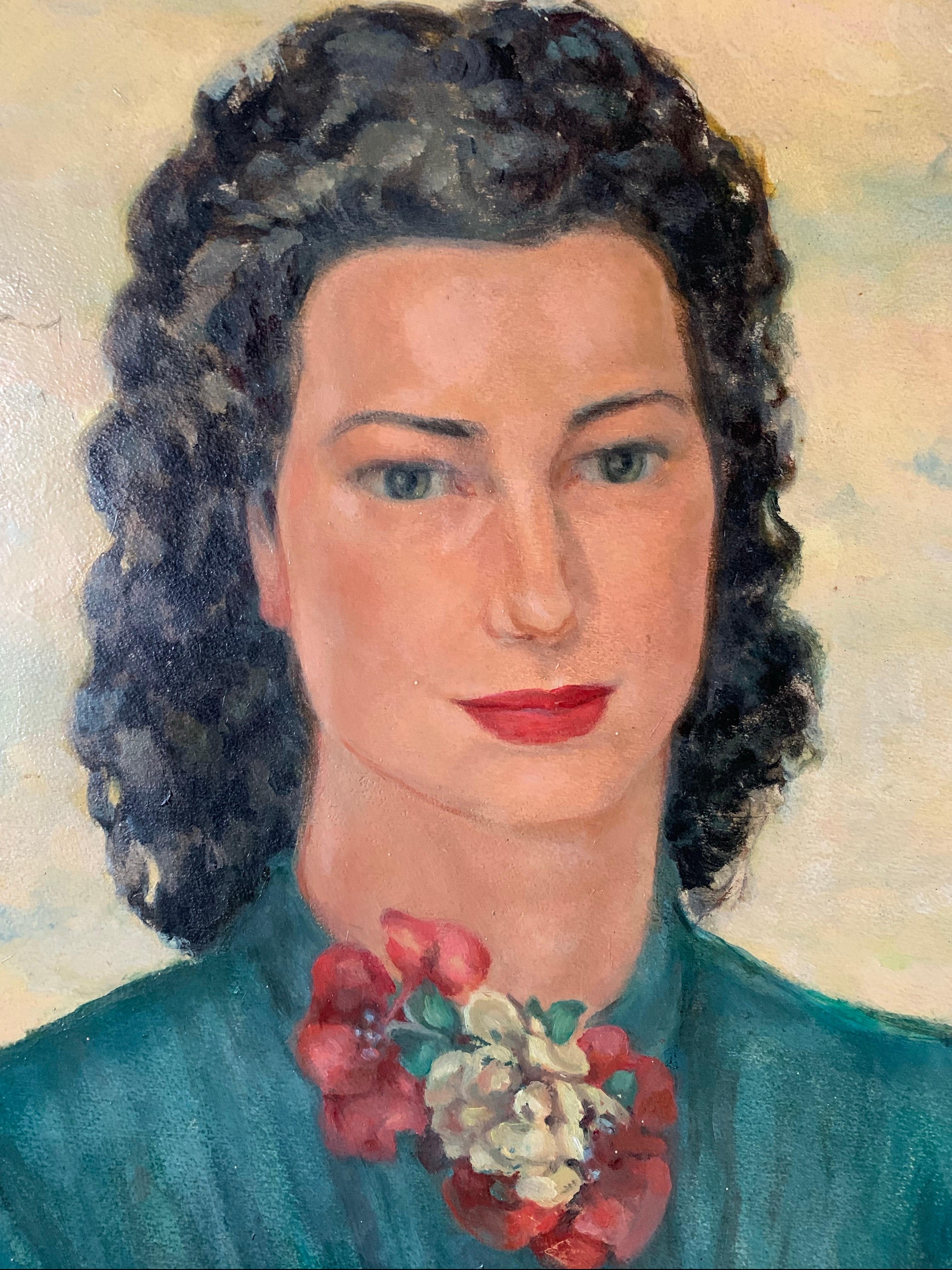 Portrait of a Woman, 1940s-50s. Signed Vera d’Angara, Italian-Russian actress For Sale 5