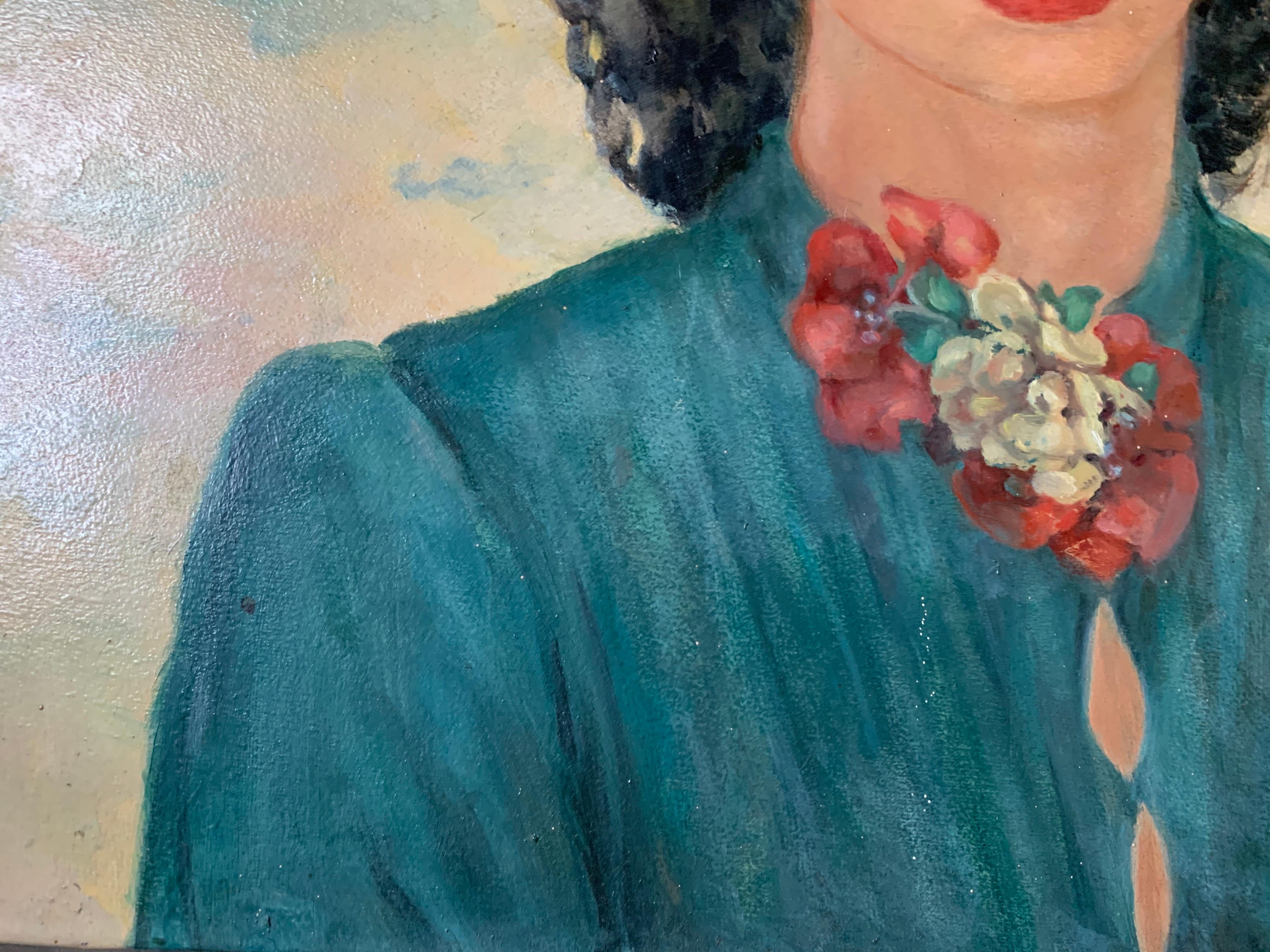 Portrait of a Woman, 1940s-50s. Signed Vera d’Angara, Italian-Russian actress For Sale 4