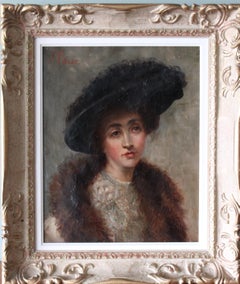 Ritratto di donna, Antique French oil painting, Ritratto femminile