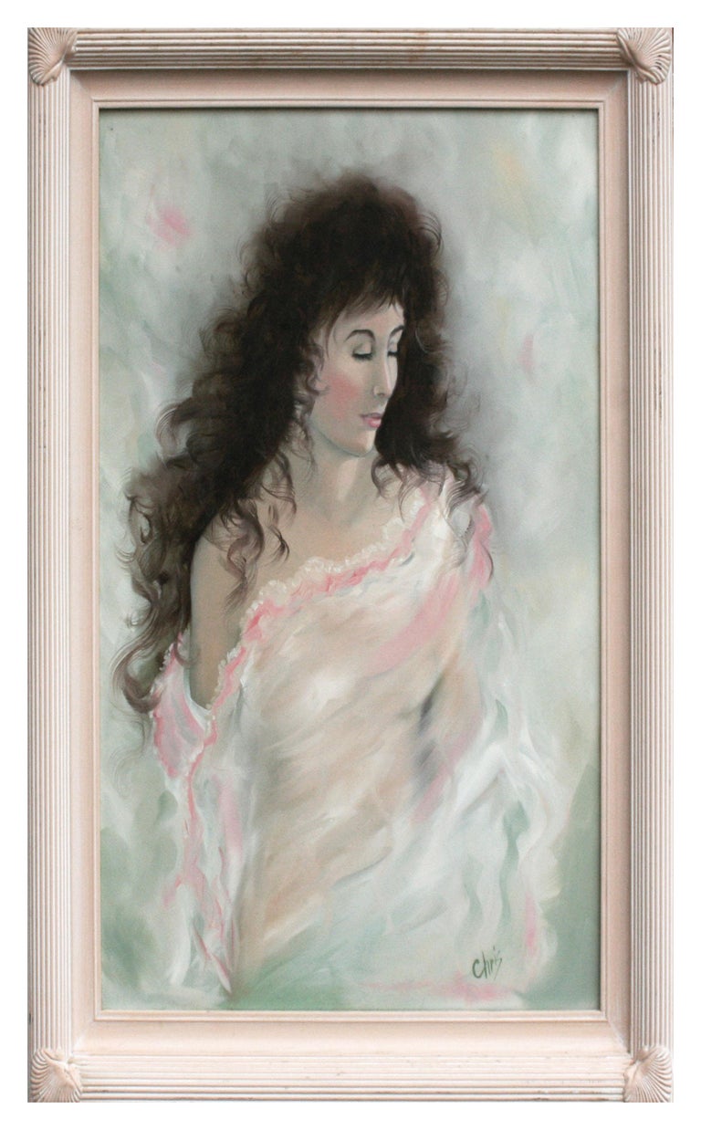 Unknown Figurative Painting - Portrait of a Woman (Cher), 1990s Vertical Female Figurative 