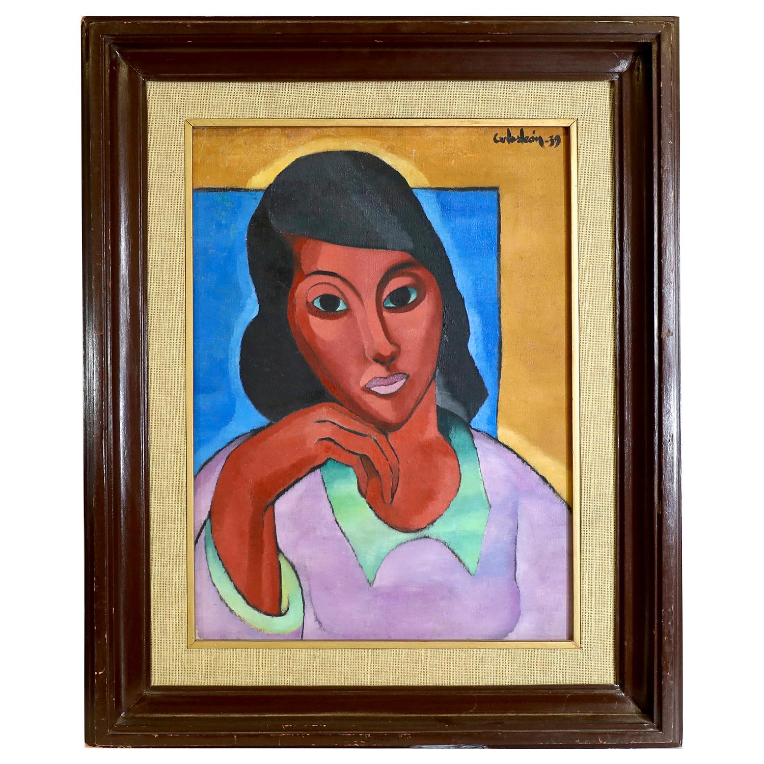 Porträt einer Frau – Painting von Unknown