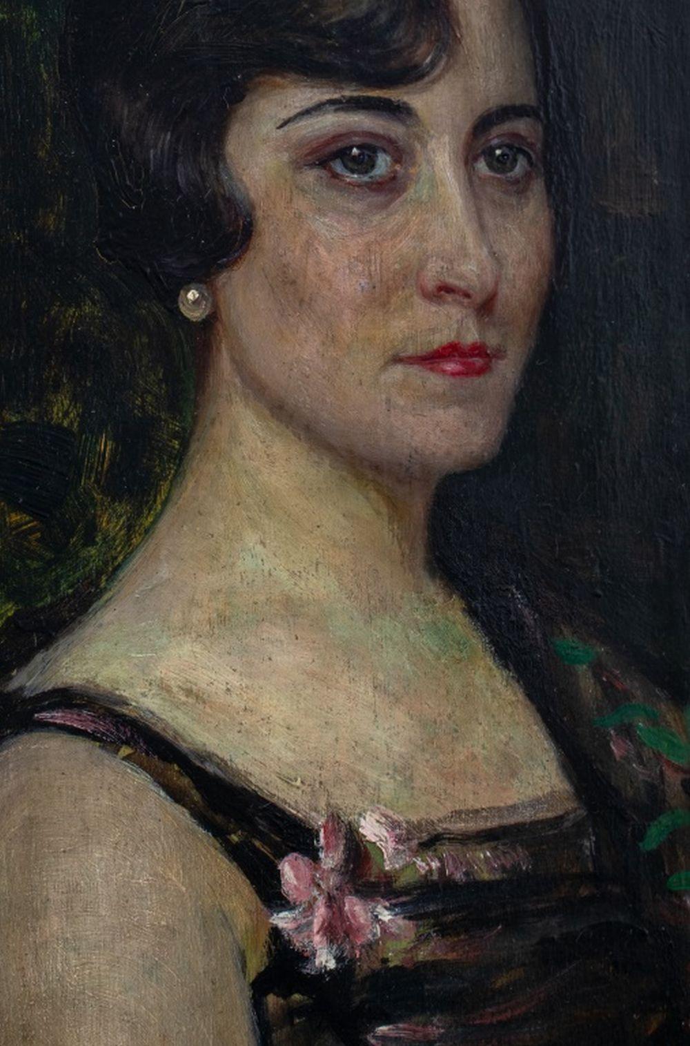 Portrait of a Woman - Art Deco Painting by Unknown