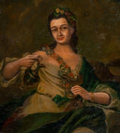 Portrait of a Woman in Green Dress, Oil on Canvas, 19th Century