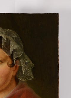 Portrait of a Woman in Traditional Dress and Lace Bonnet