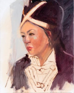 Portrait of a Woman in Traditional Vietnamese Clothing in Oil on Canvas