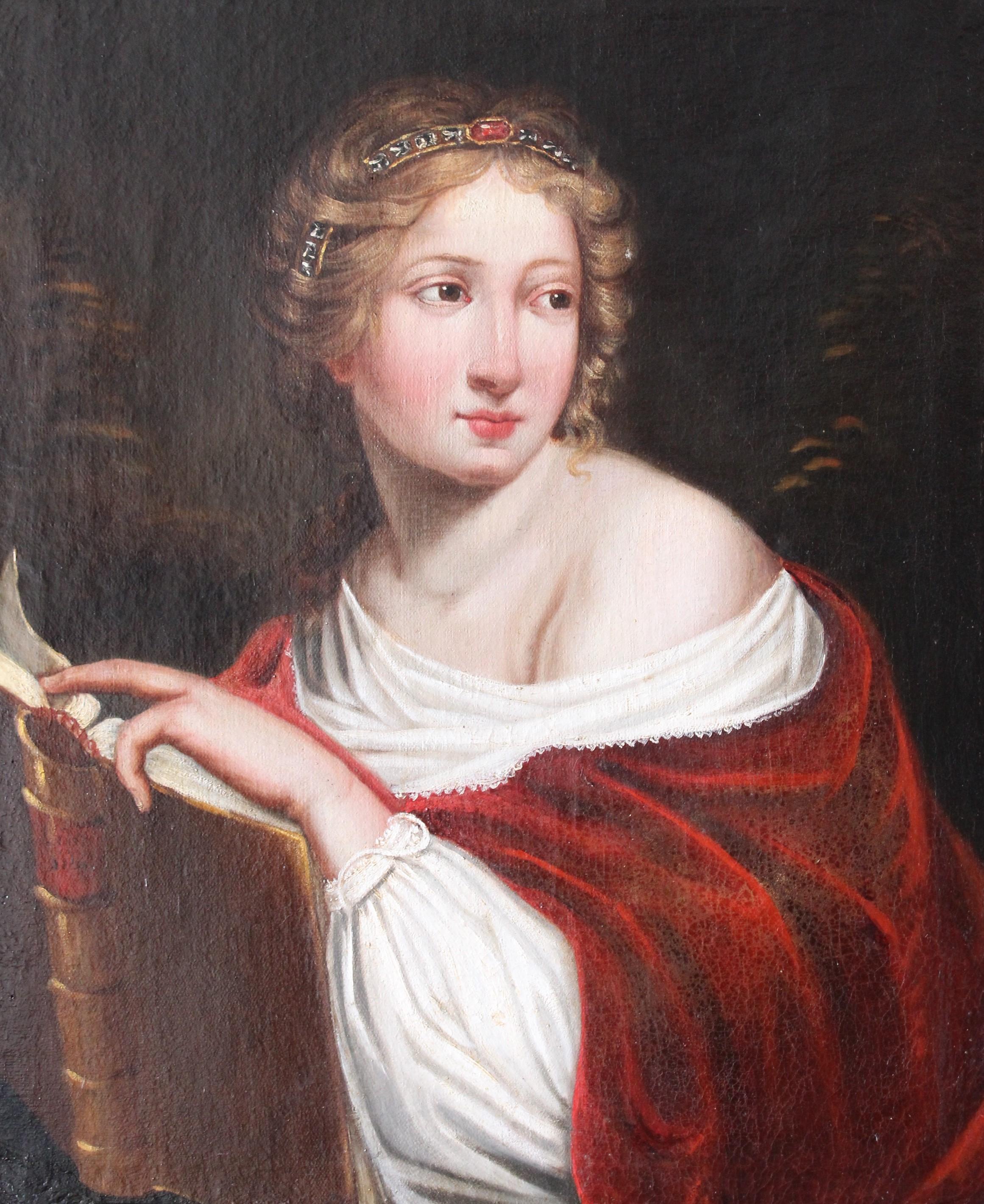 Ritratto di donna, stile Luigi XVIII, pittura ad olio Antique French del XIX secolo 6