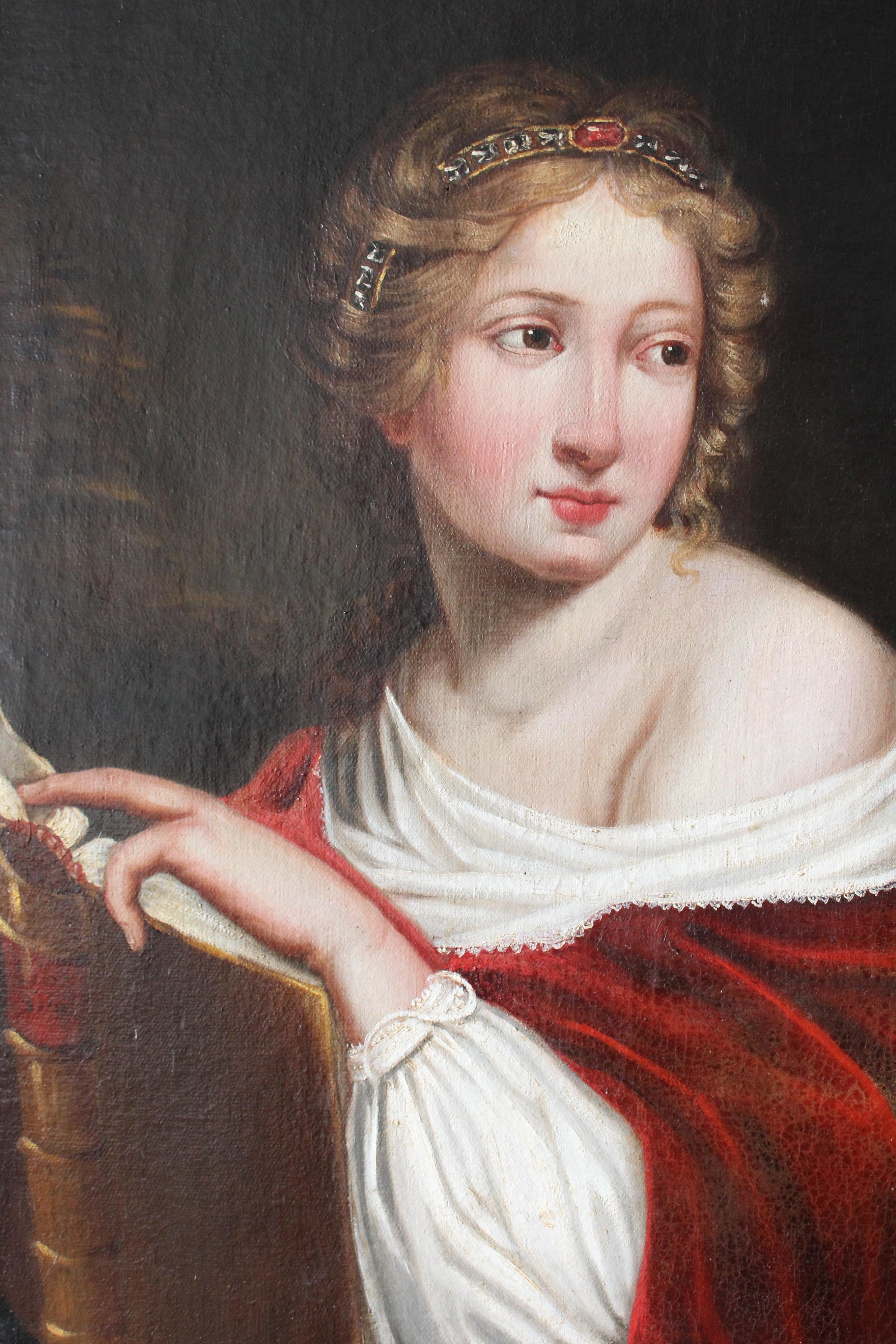 Ritratto di donna, stile Luigi XVIII, pittura ad olio Antique French del XIX secolo 2