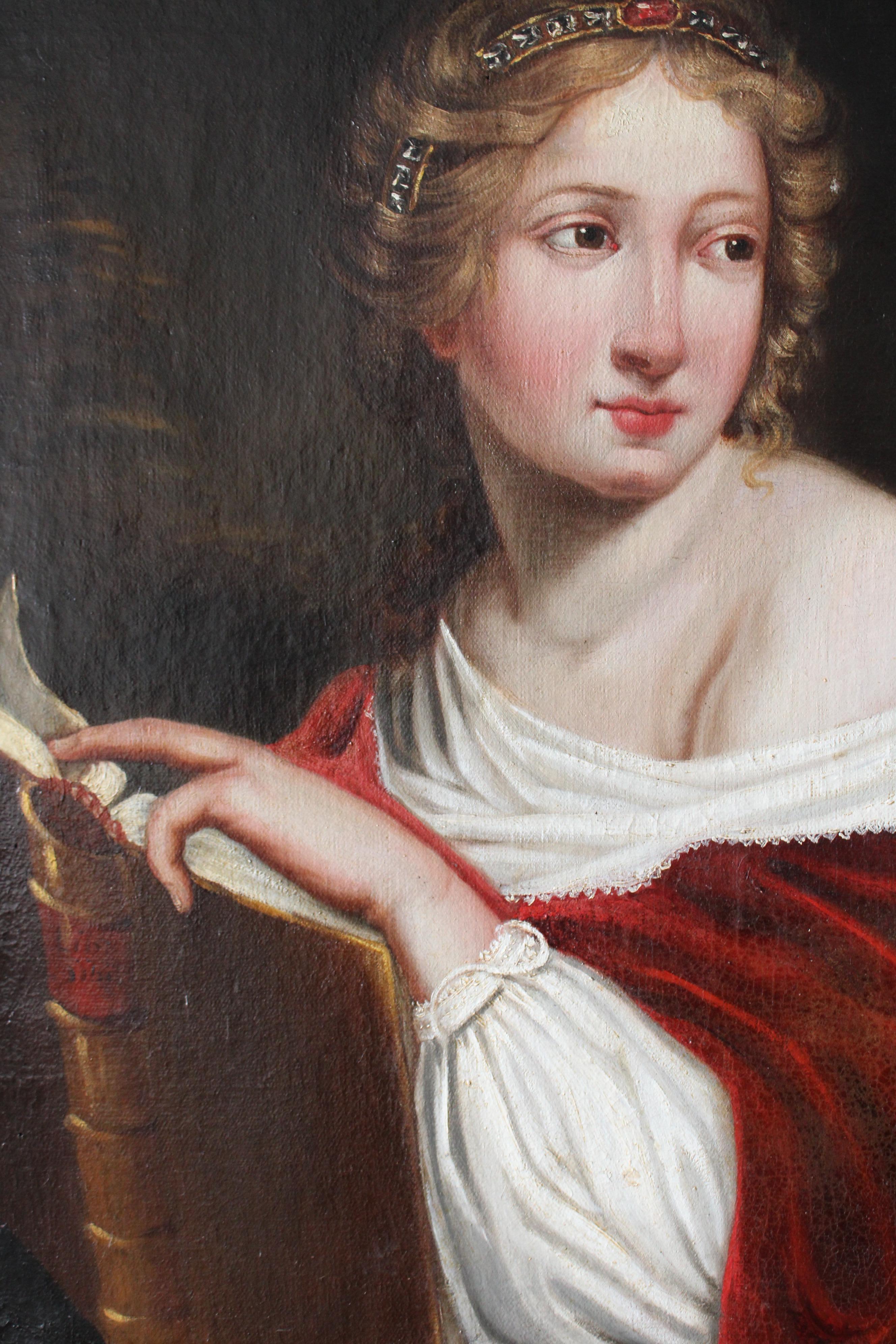 Ritratto di donna, stile Luigi XVIII, pittura ad olio Antique French del XIX secolo 3