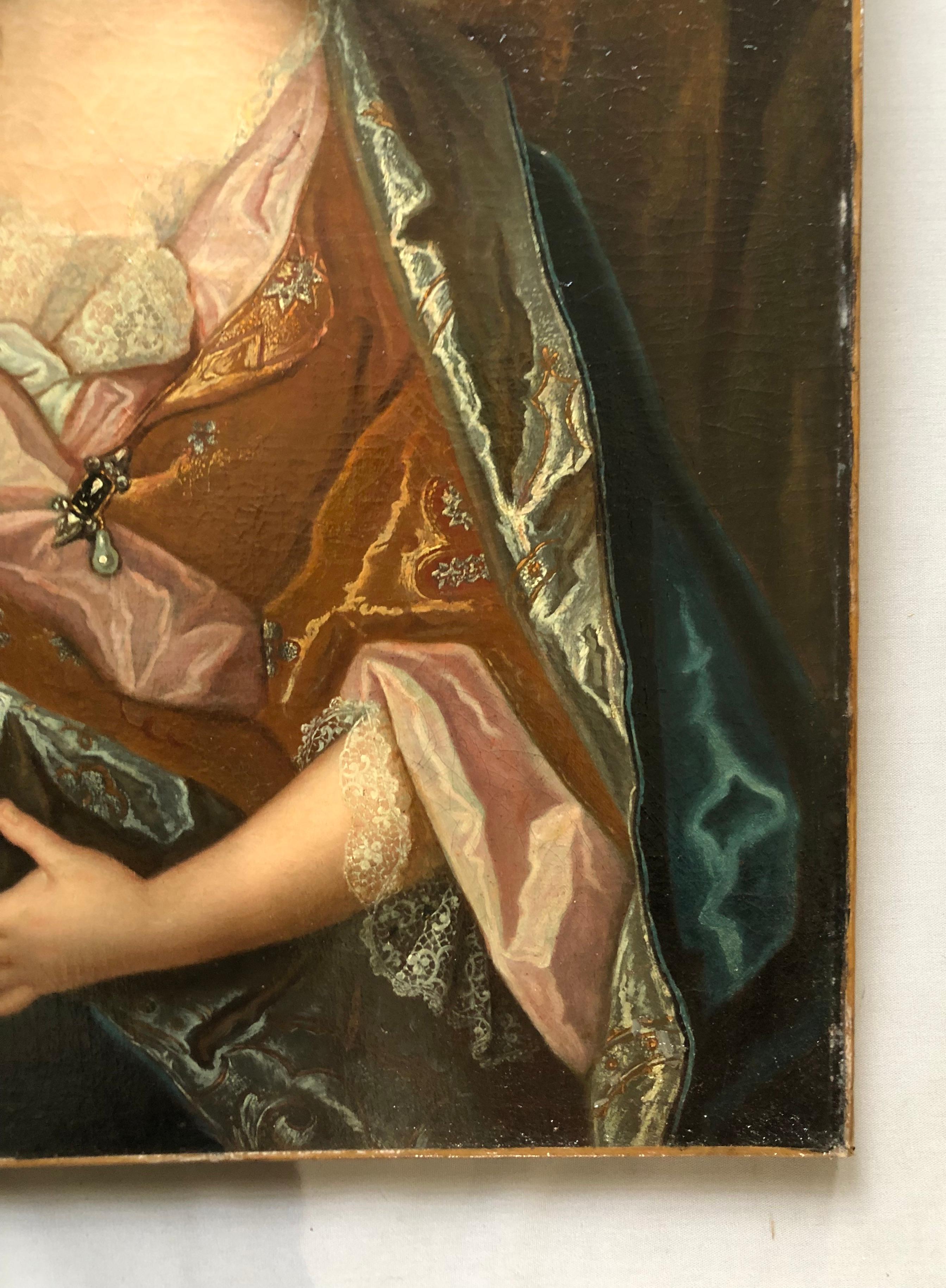 Ritratto di donna, olio su tela del XVIII secolo 2