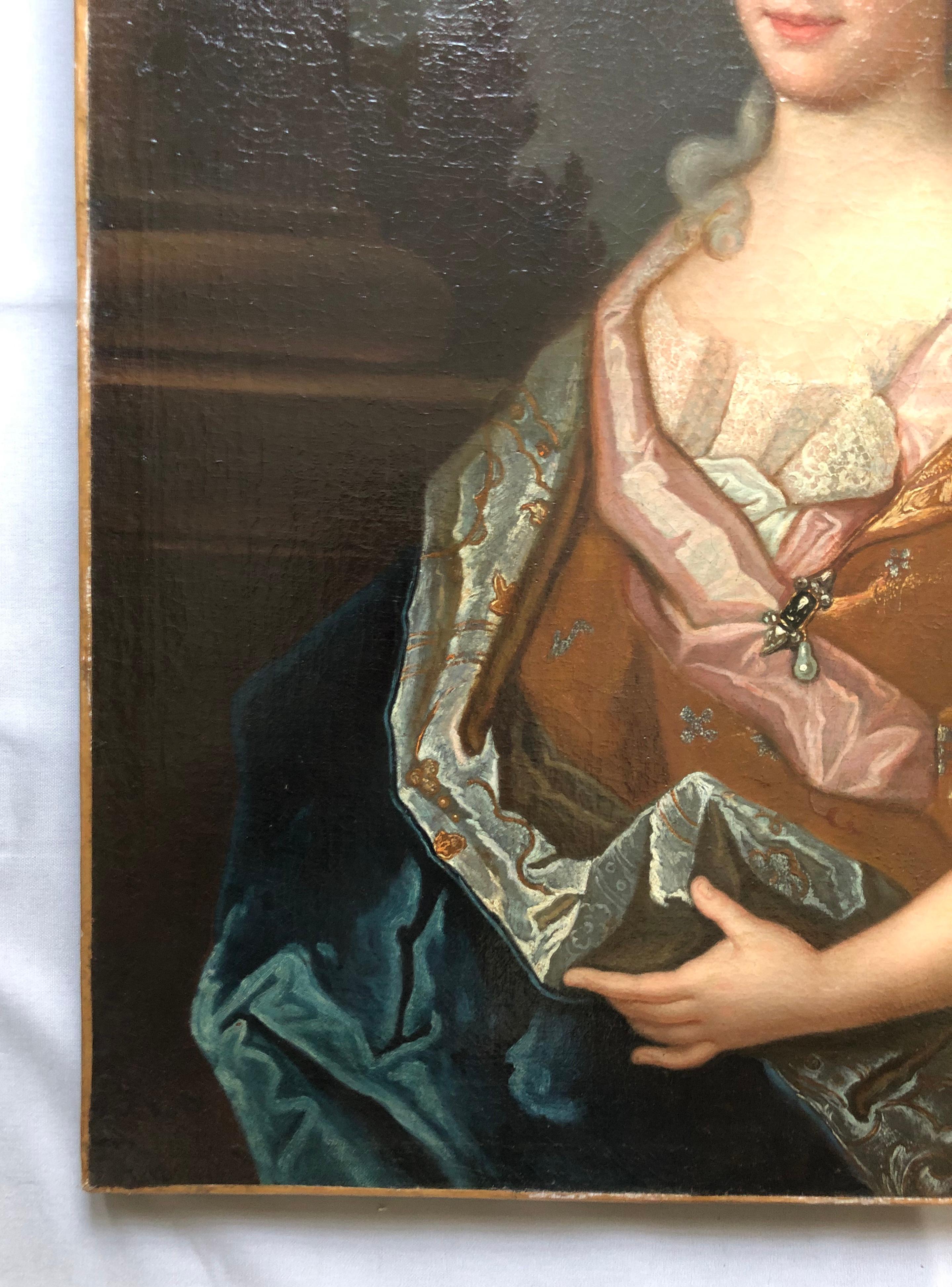 Ritratto di donna, olio su tela del XVIII secolo 3