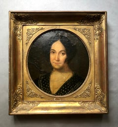 Portrait Of A Woman, Oil On Canvas 19th Century, Original Frame