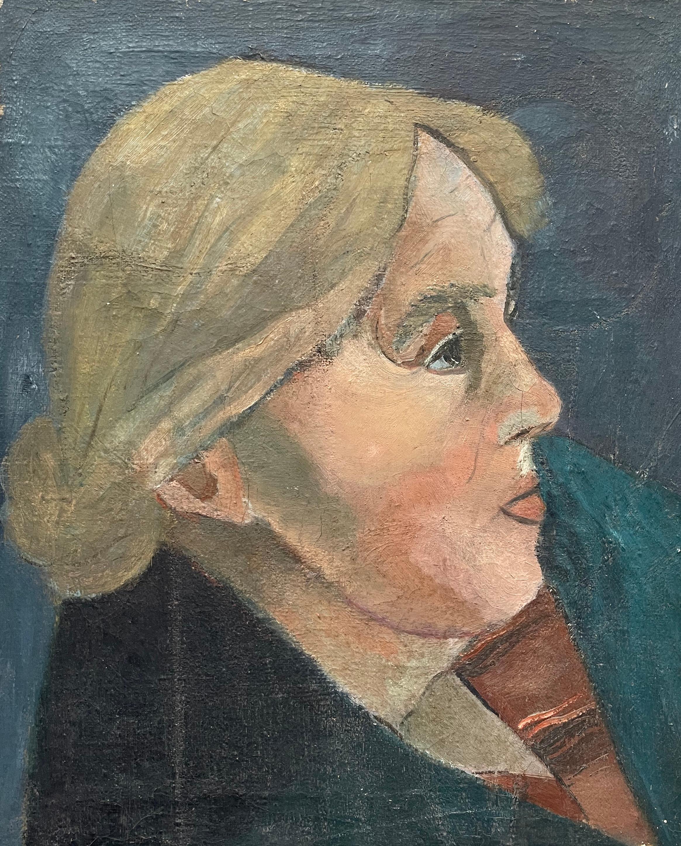 Portrait Of A Woman, Oil On Canvas - Painting by Unknown