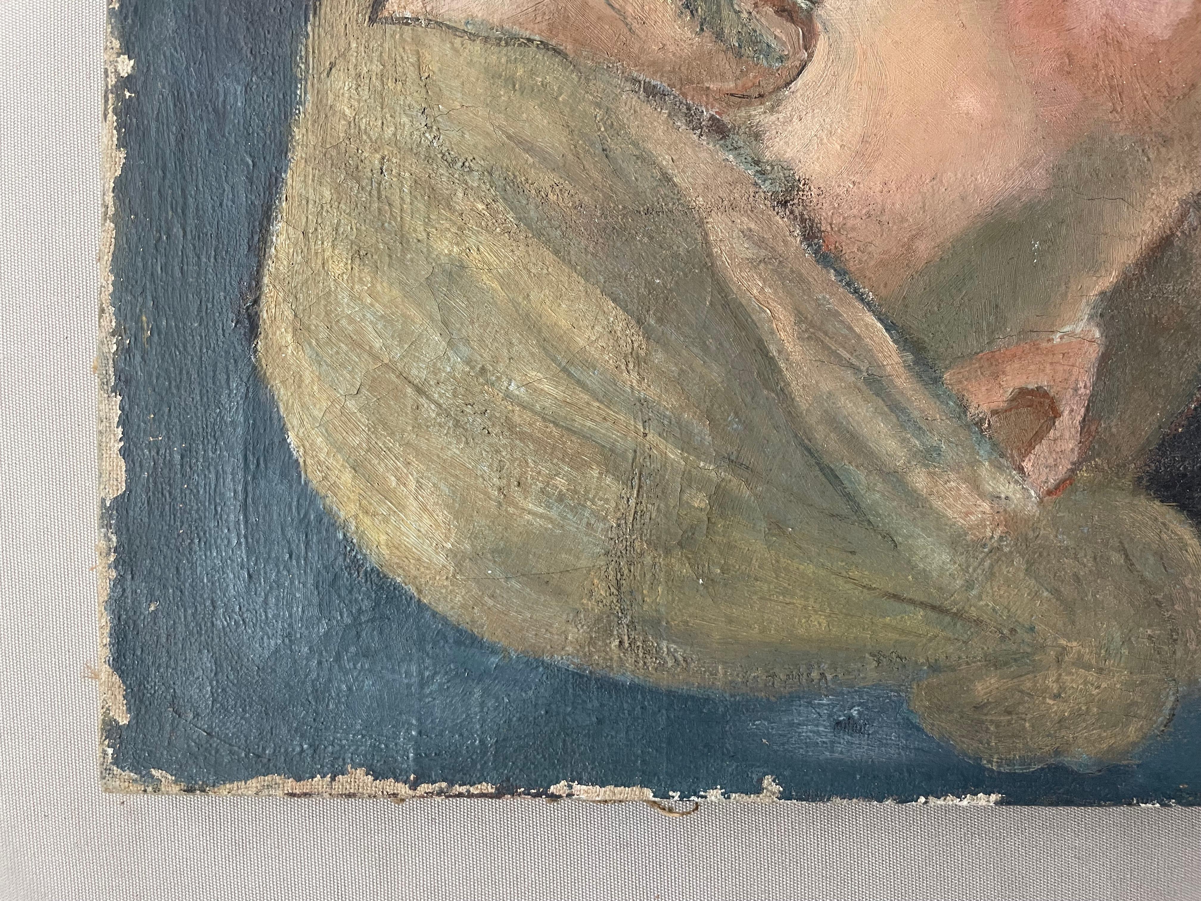 Portrait Of A Woman, Oil On Canvas - Brown Portrait Painting by Unknown