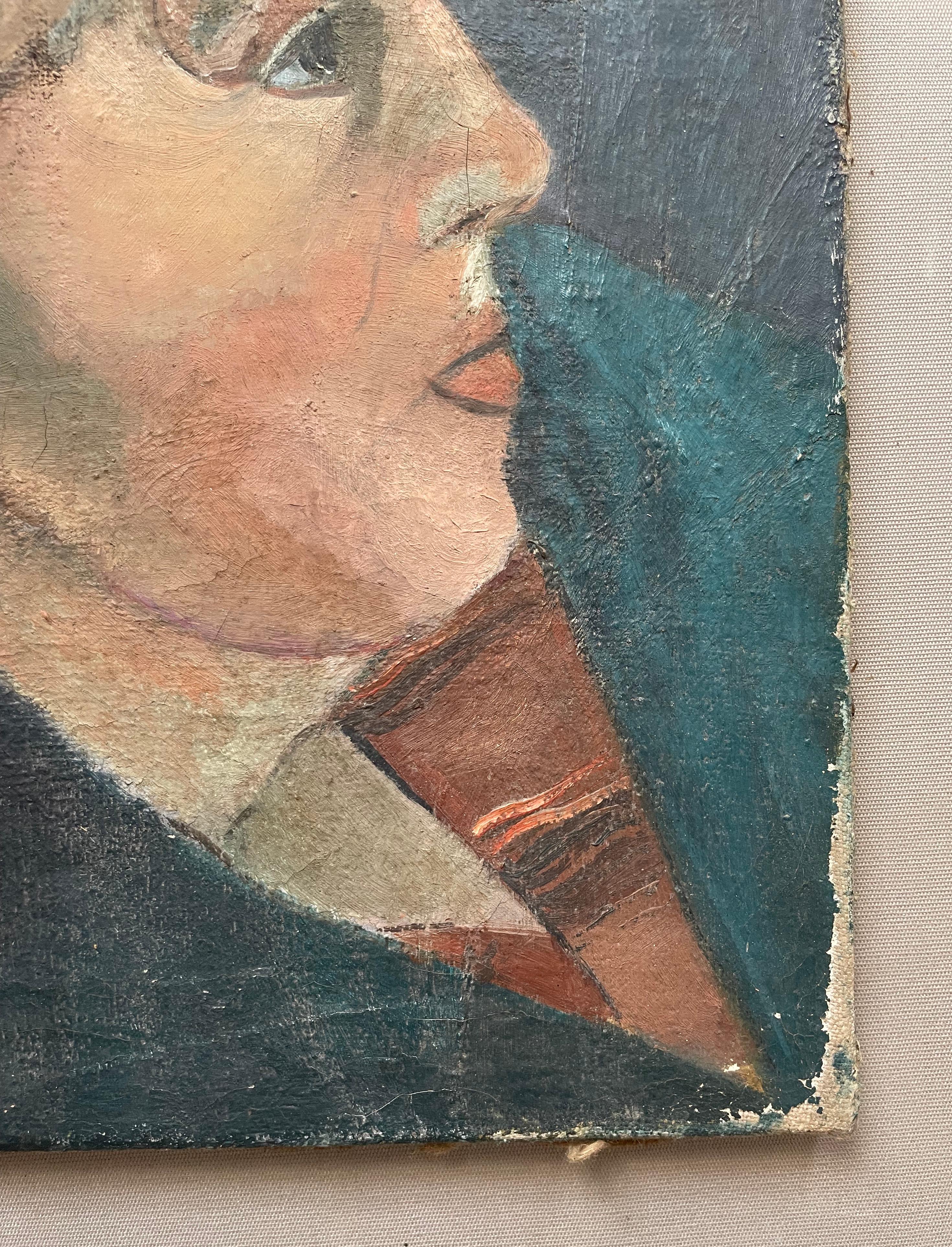 Portrait Of A Woman, Oil On Canvas For Sale 1