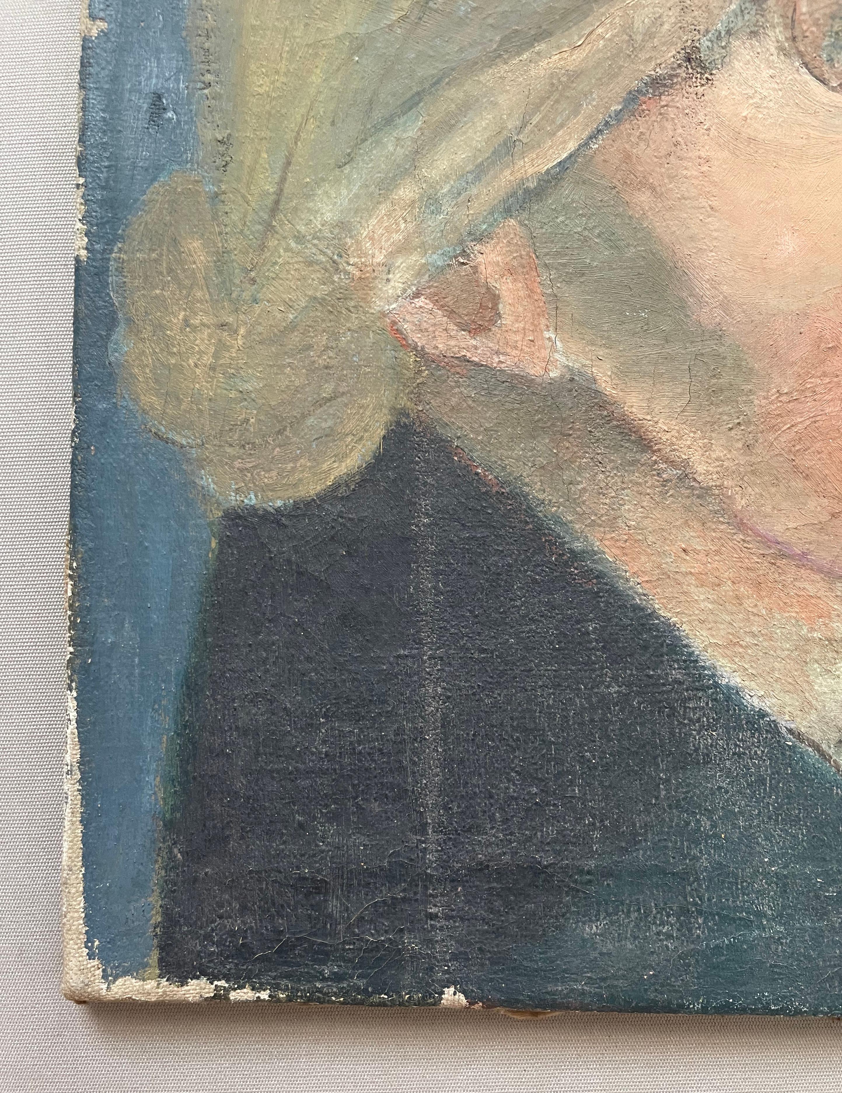 Portrait Of A Woman, Oil On Canvas For Sale 2
