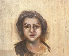 Ritratto di donna, schizzo su pannello di Wood