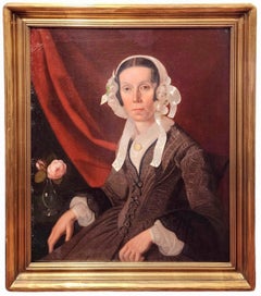 Portrait of a Woman with a Vase of Peonies, Mid 19th Century Lady, Flowers