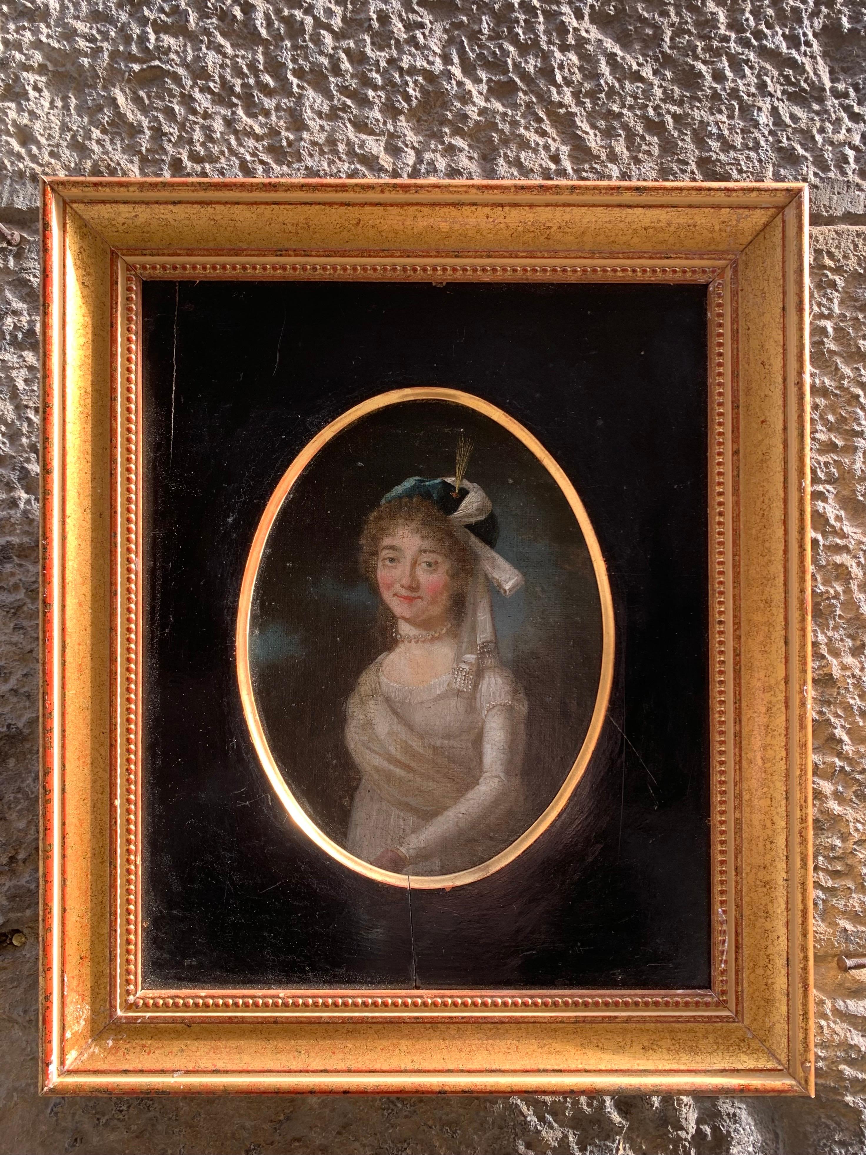 Retrato de mujer con tocado de estilo oriental, hacia 1790-1805 - Painting Escuela francesa de Unknown