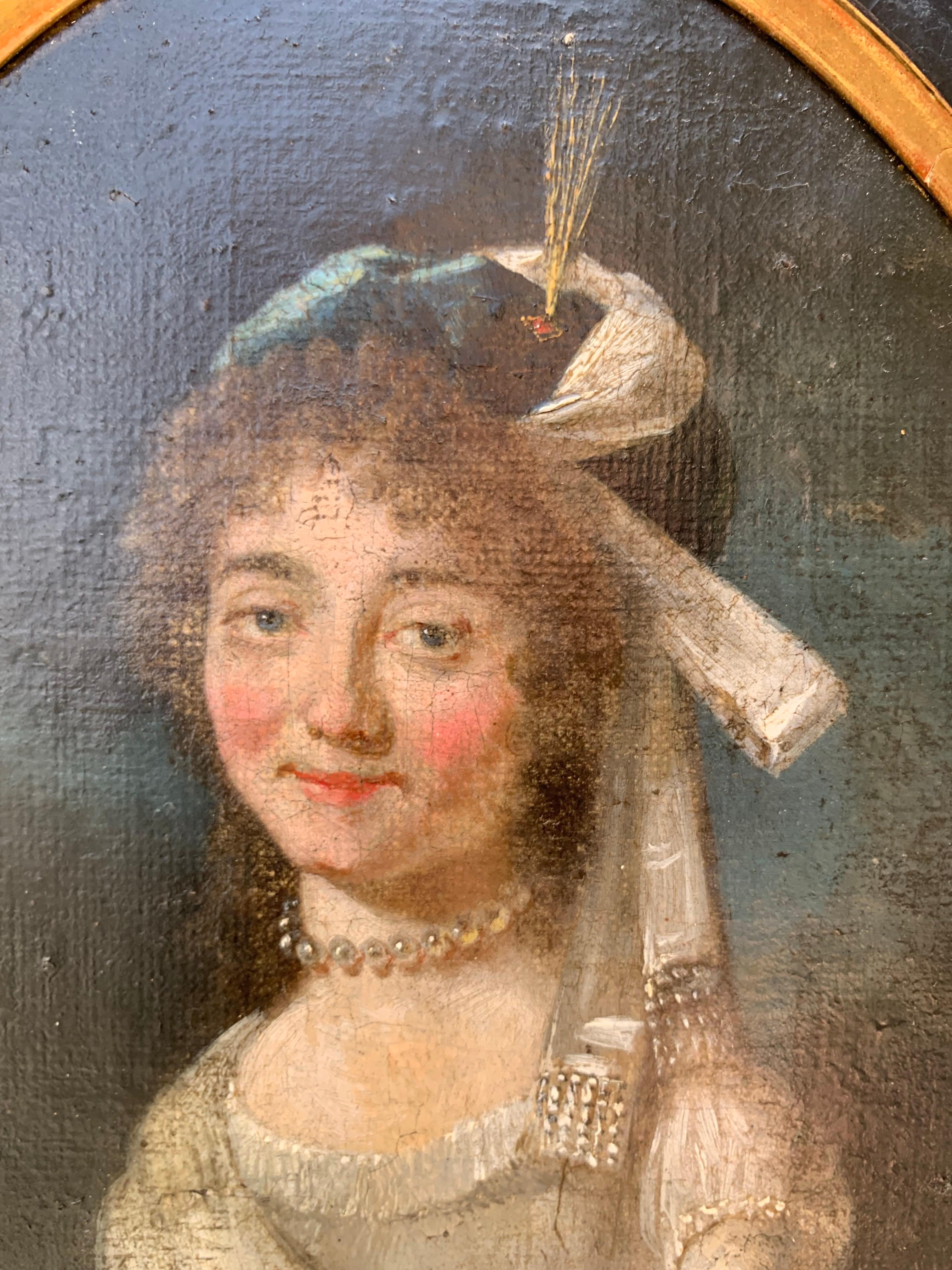 Retrato de mujer con tocado de estilo oriental, hacia 1790-1805 - Portrait Painting Marrón de Unknown