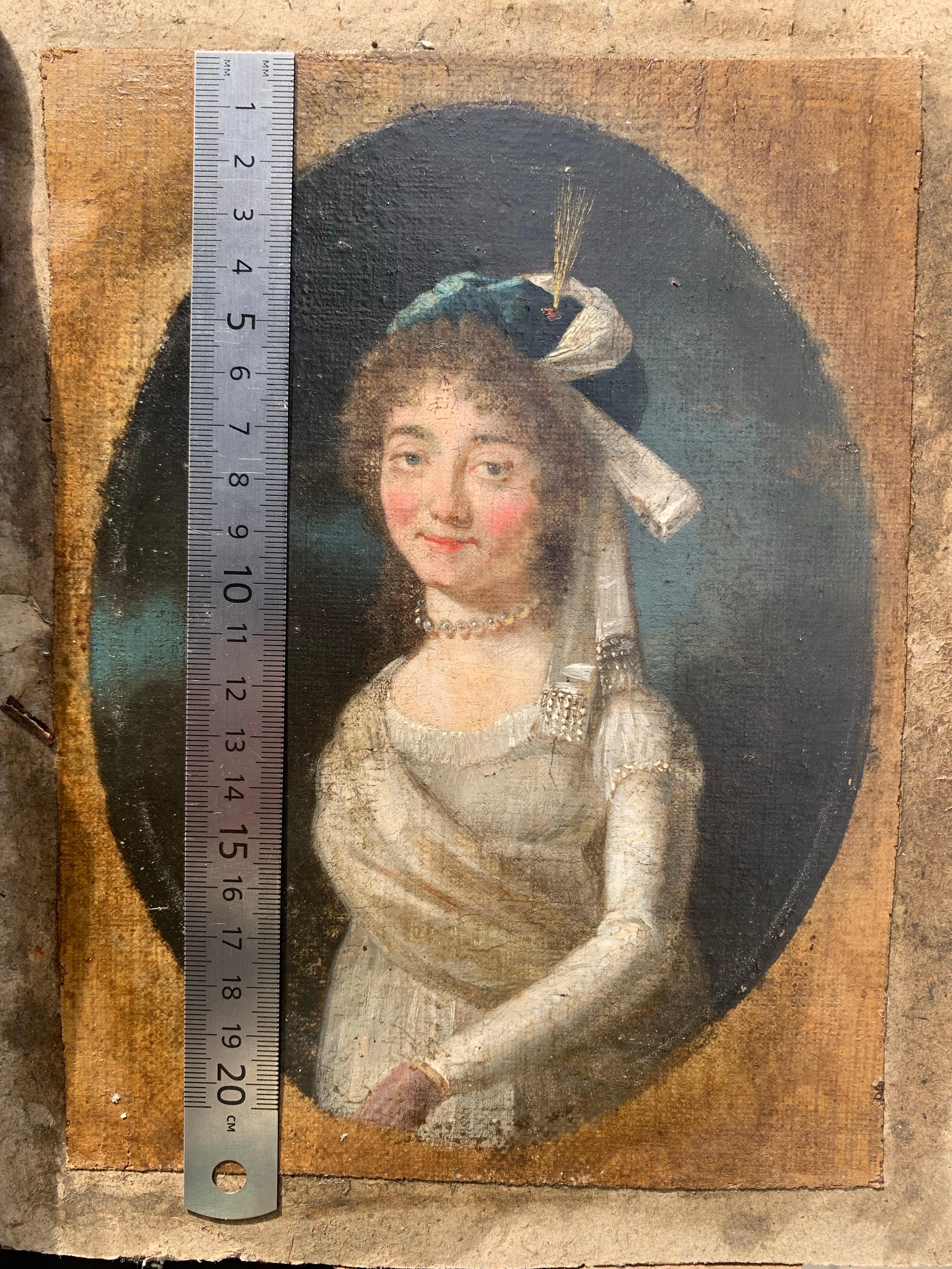 Retrato de mujer con tocado de estilo oriental, hacia 1790-1805

Periodo: Hacia 1790-1805
Técnica: Óleo sobre lienzo aplicado a cartón (removible)
Dimensiones:
Con marco: Al 36 cm x An 30 cm
Lienzo (sin montar): A 22 cm x A 17 cm 
Óvalo interior: A