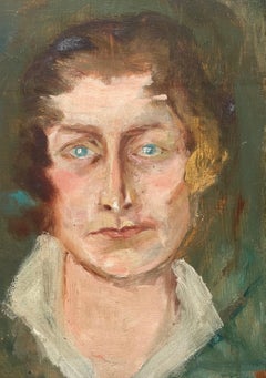 Portrait Of A Woman With Green Eyes, Oil On Panel, Early 20th Century