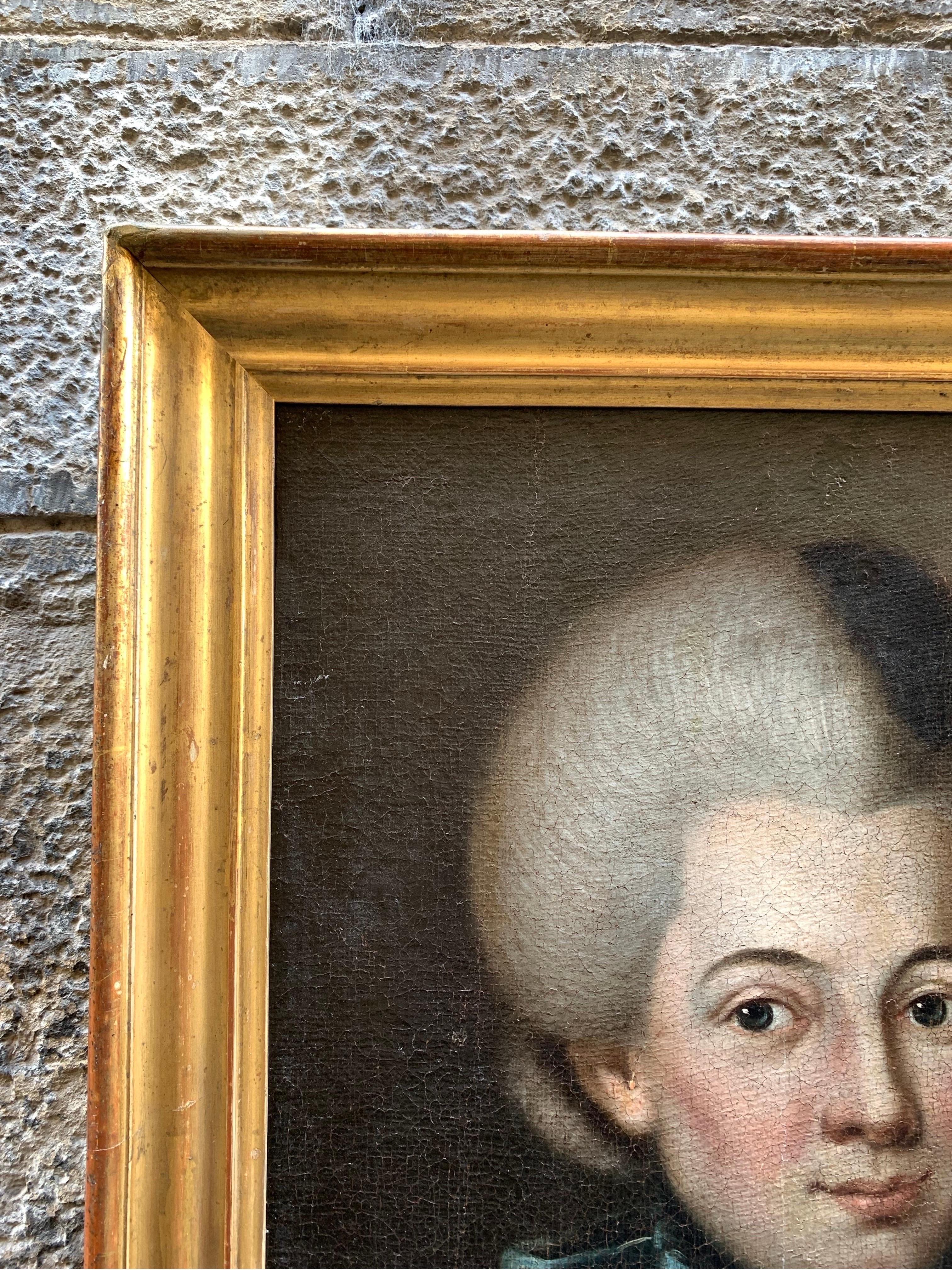 Portrait of a woman with red jacket trimmed with fur and braid German School. For Sale 6