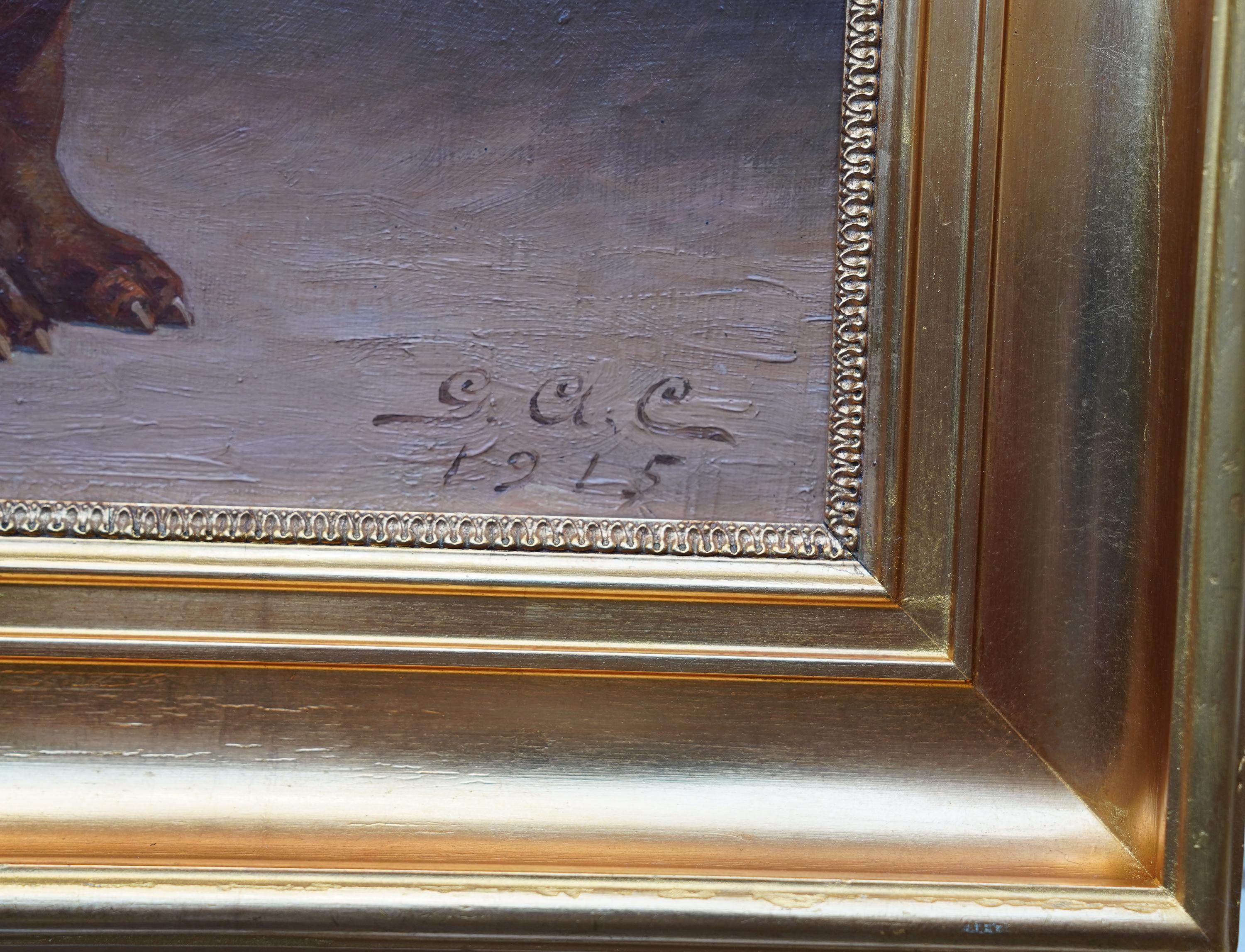 Retrato de un perro salchicha bostezando - Animal 1915 arte pintura al óleo 4