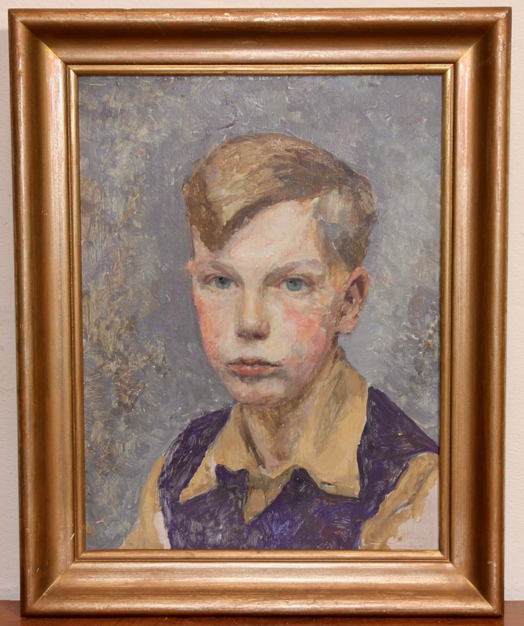 Ritratto di un ragazzo, dipinto impressionista. - Painting di Unknown