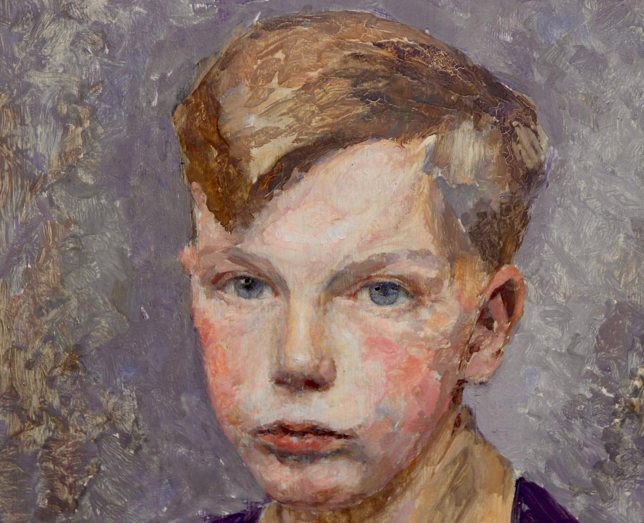 Porträt eines jungen Jungen, impressionistische Malerei. im Angebot 1