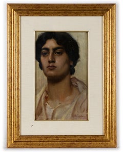 Portrait of a Young Boy - Original Oil on Panel - Early 20th Century