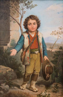 Portrait of a Young Boy With Hat, Possibly Painted by Gustaf Brandelius