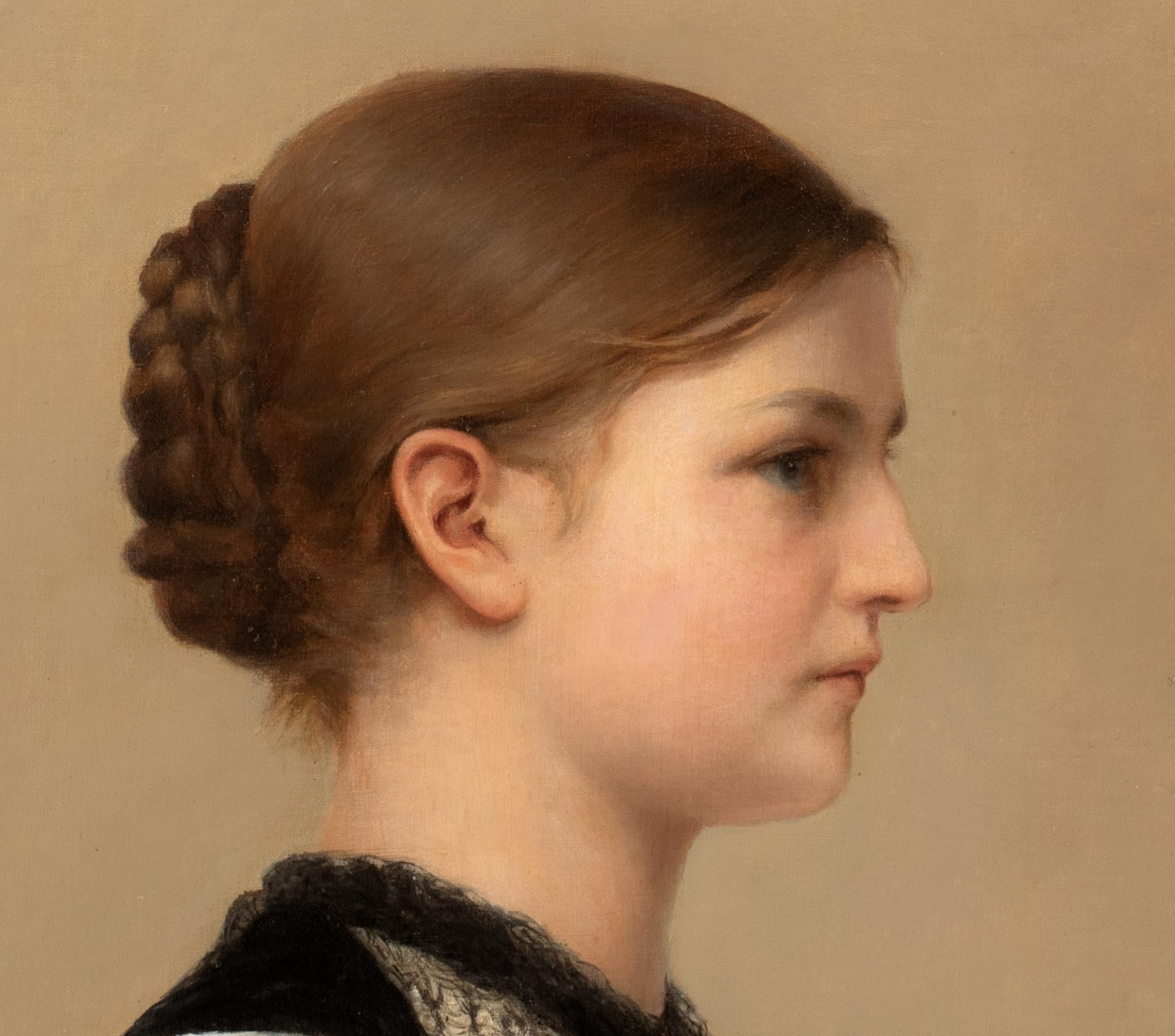 Retrato de una joven, siglo XIX - atribuido a Albert ANKER (1831-1910) 4