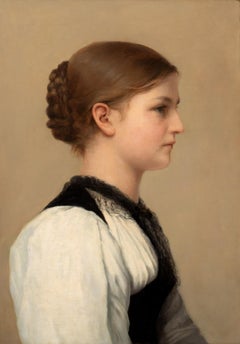 Retrato de una joven, siglo XIX - atribuido a Albert ANKER (1831-1910)