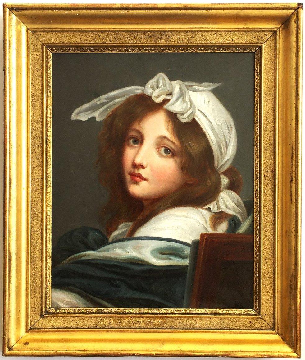 Unknown - Portrait Of A Young Girl, Original Antique Oil on Canvas ...
