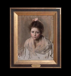 Portrait Of A Young Girl Wearing A Pink Bow & Shawl, 19th Century Samuel Fildes
