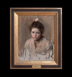 Portrait Of A Young Girl Wearing A Pink Bow & Shawl, 19th Century Samuel Fildes
