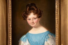 Portrait of a Young Lady in Blue Empire Dress, 19th Century