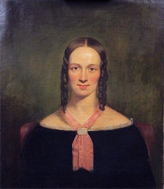 Portrait of a Young Lady, Oil on Canvas, 1840's, In Style of Jacob Eichholtz