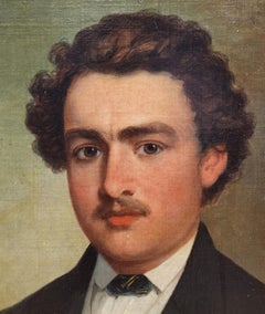 Porträt eines jungen Mannes mit Pfeife, Schnurrbart, antikes Porträt