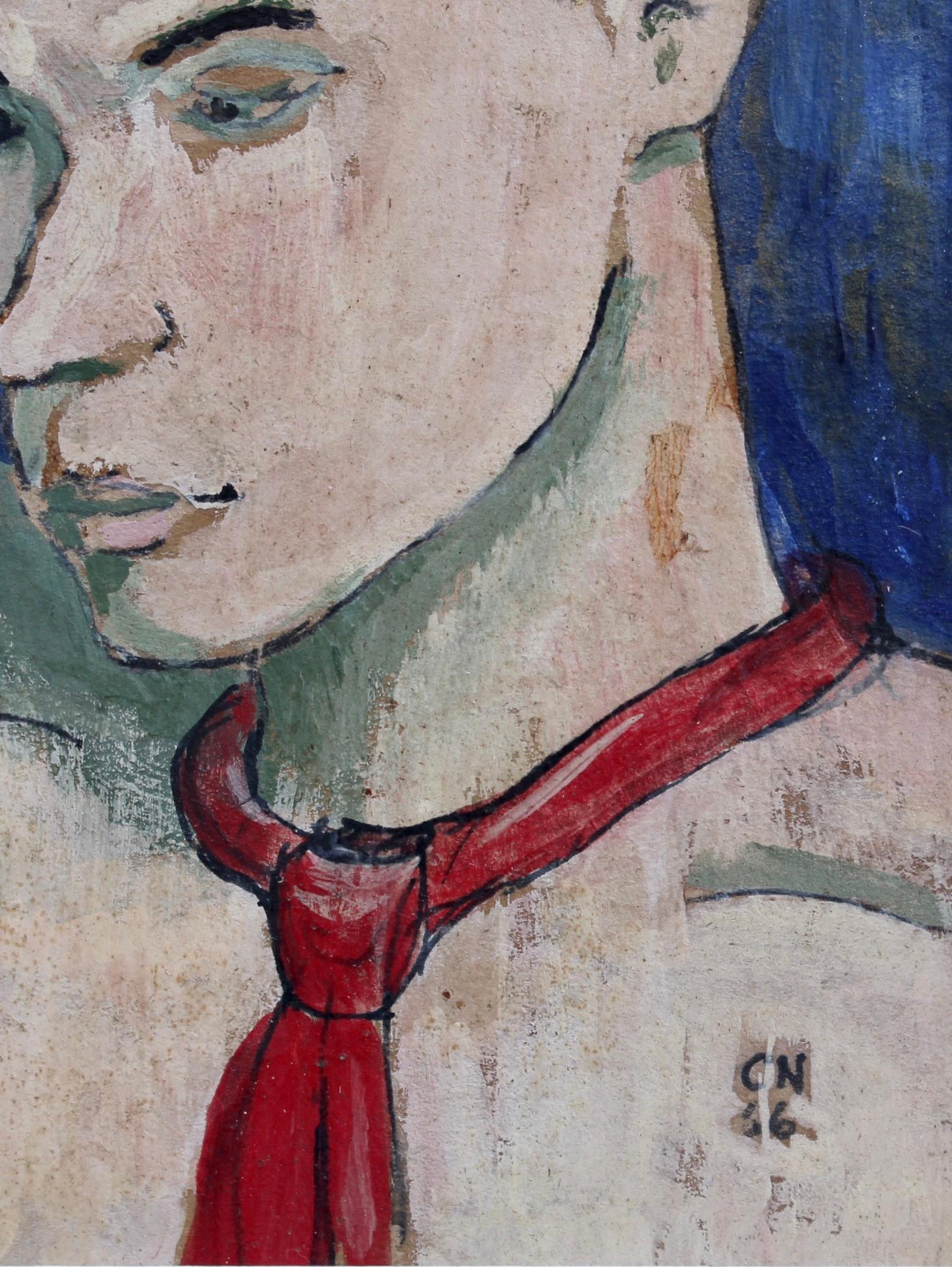 Ritratto di giovane uomo con cravatta rossa