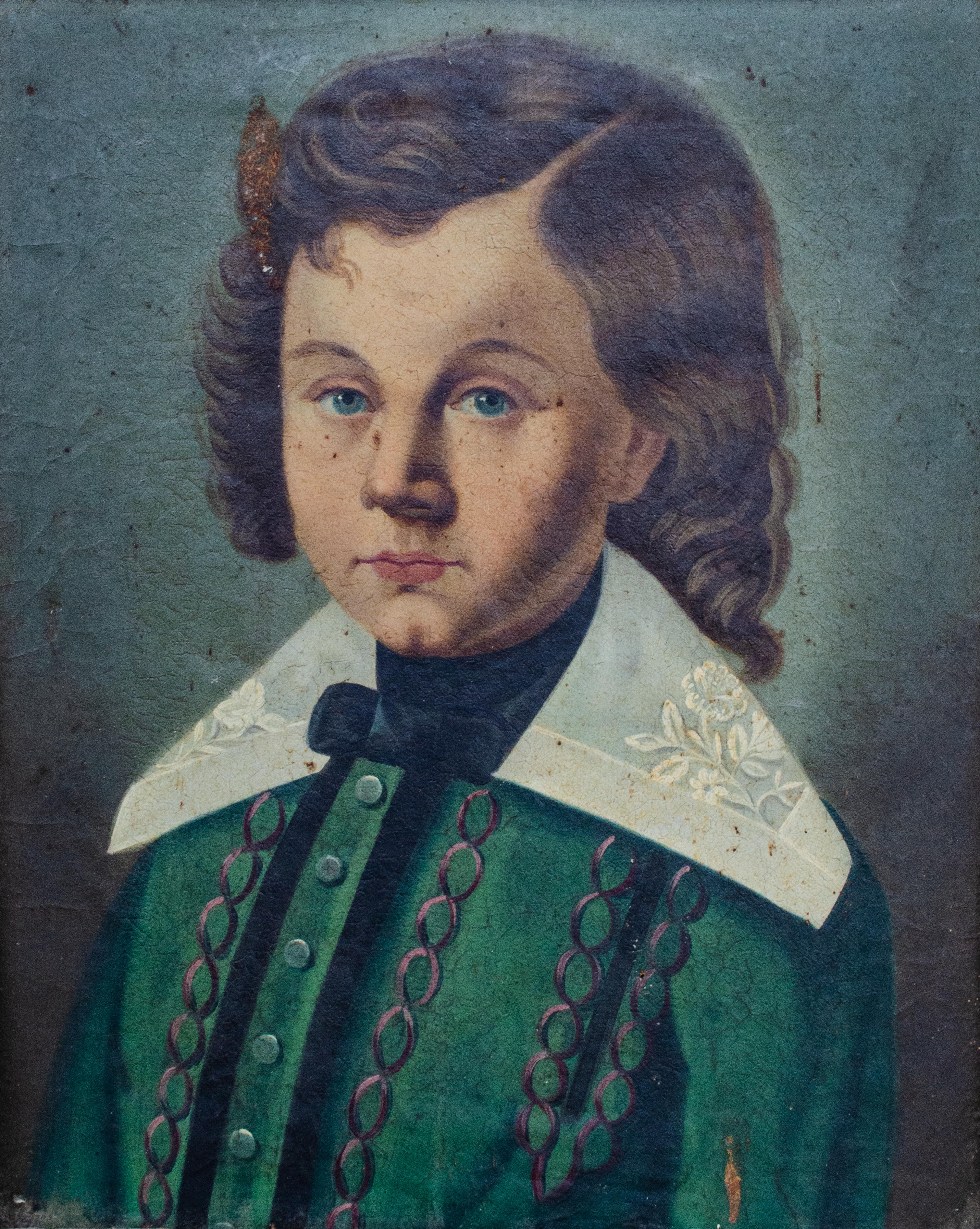 Portrait of a Young Prince, 19th c., by Mystery Artist - Painting by Unknown