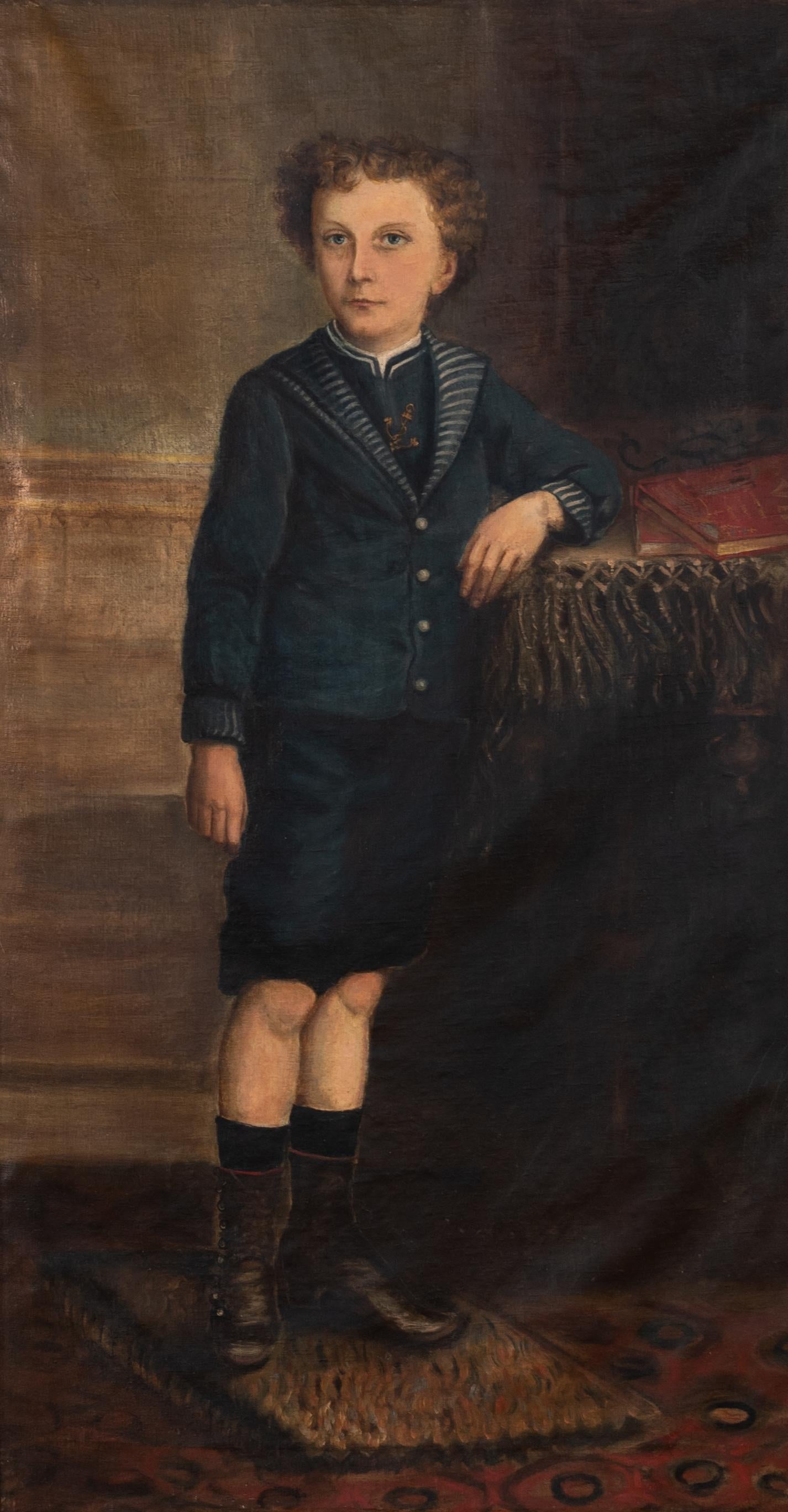Portrait of a young sailor boy  - Painting by Unknown
