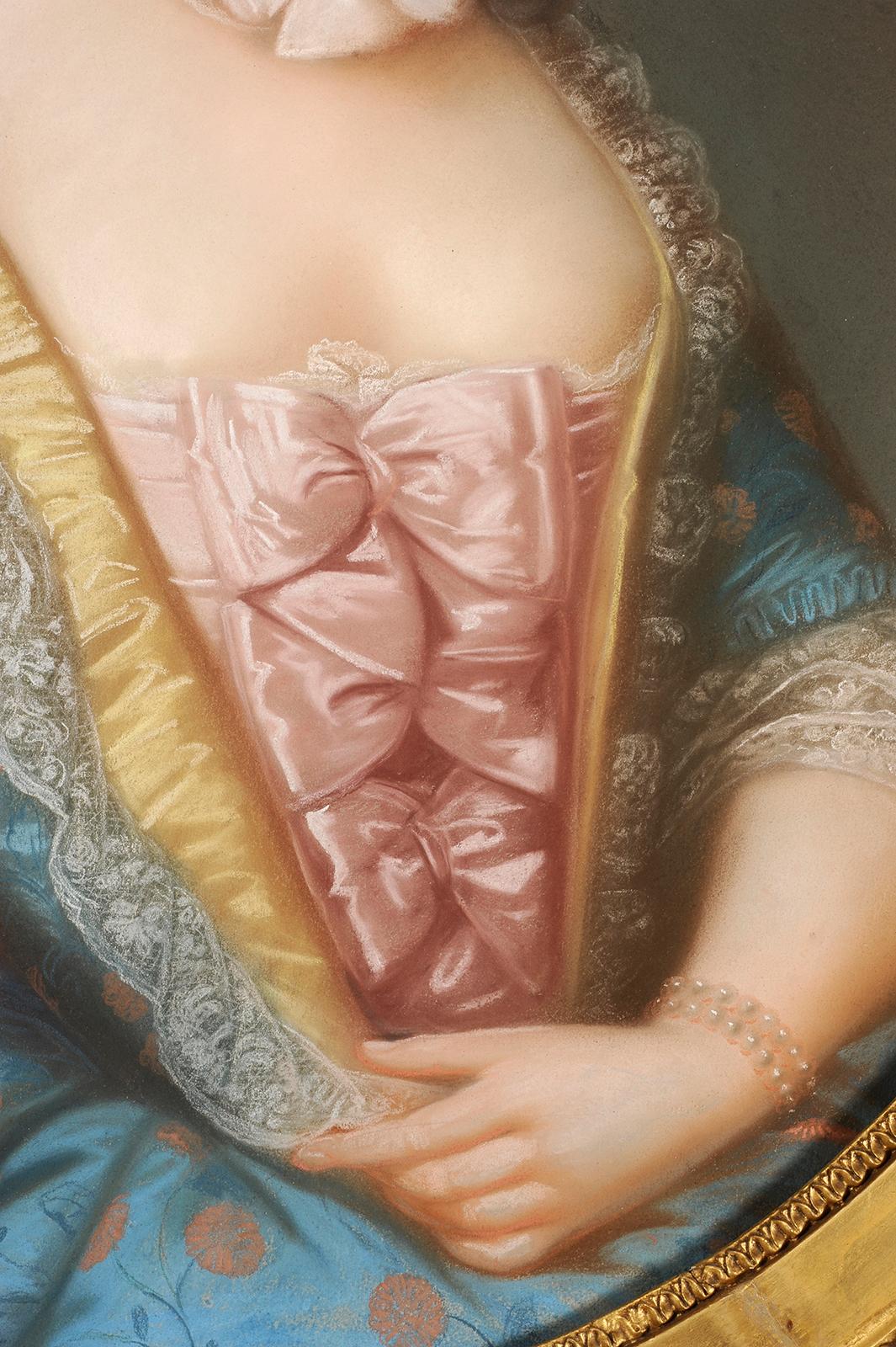 Ritratto di una giovane donna in abito d'epoca Luigi XV - Painting Scuola francese di Unknown