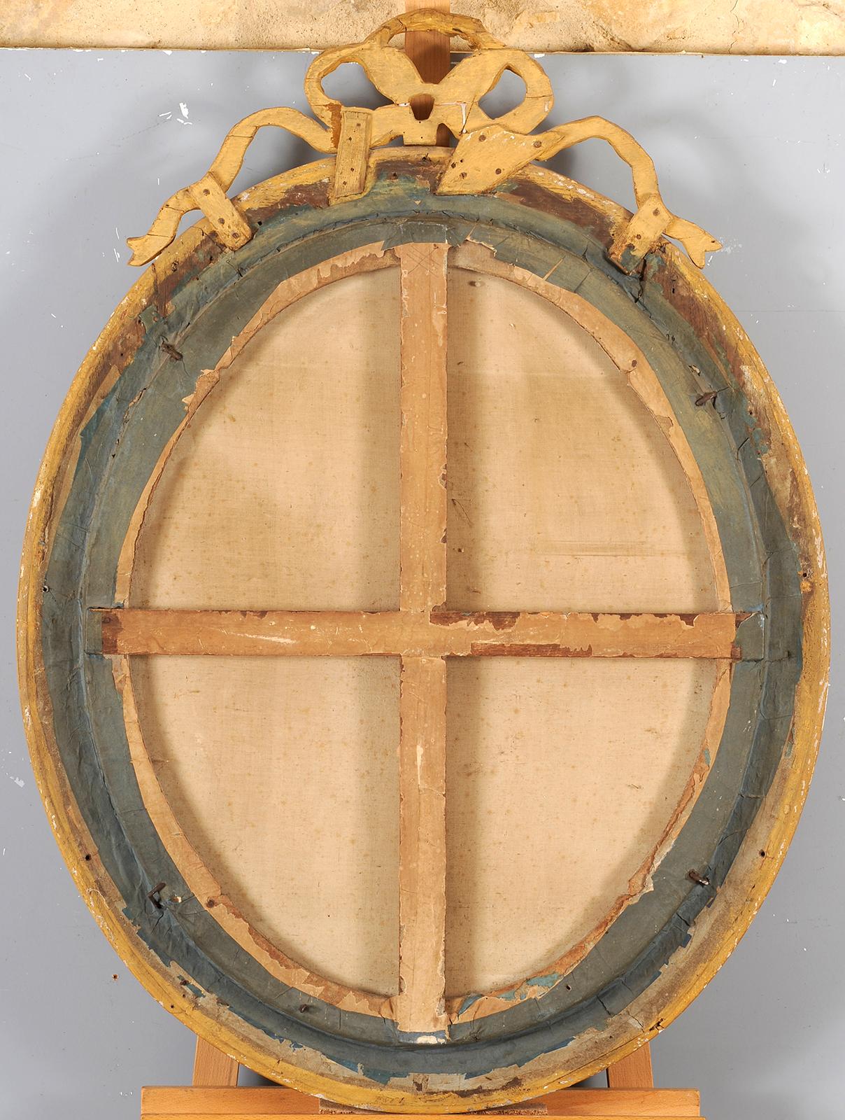 Scuola francese
Ritratto di una giovane donna in abito d'epoca Luigi XV
Pastello su carta montato su tela ovale
H. 68 cm; L. 54 cm (Telaio: H. 102 cm; L. 71 cm)
Cornice del XVIII secolo, vetro antiriflesso

Realizzato molto probabilmente nella prima