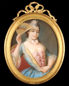 Ritratto di una giovane donna in abito d'epoca Luigi XV
