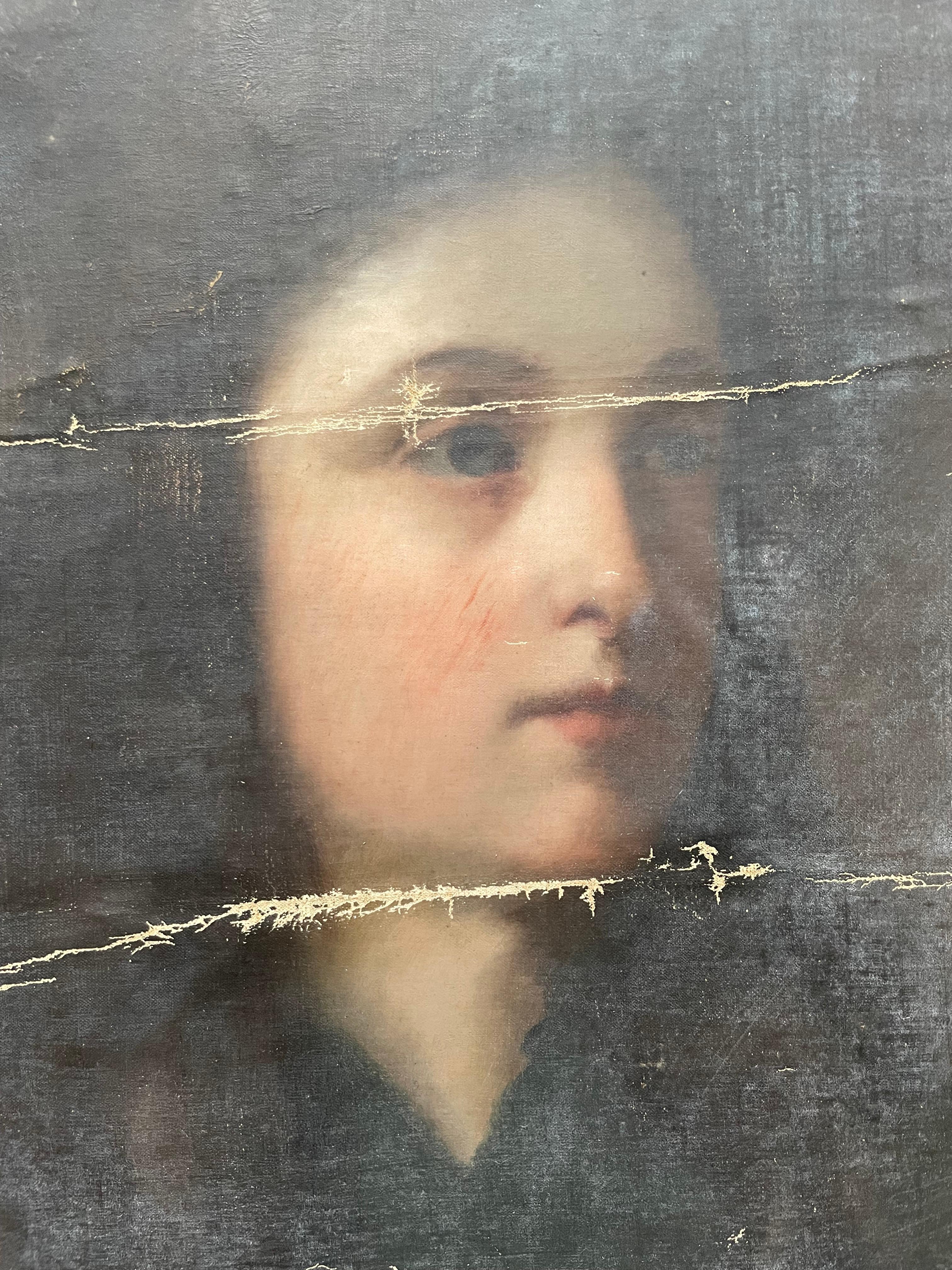 Portrait d'une jeune femme, huile sur toile, fin du 19e siècle 4