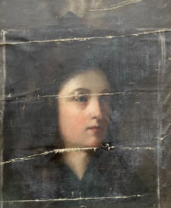 Portrait d'une jeune femme, huile sur toile, fin du 19e siècle