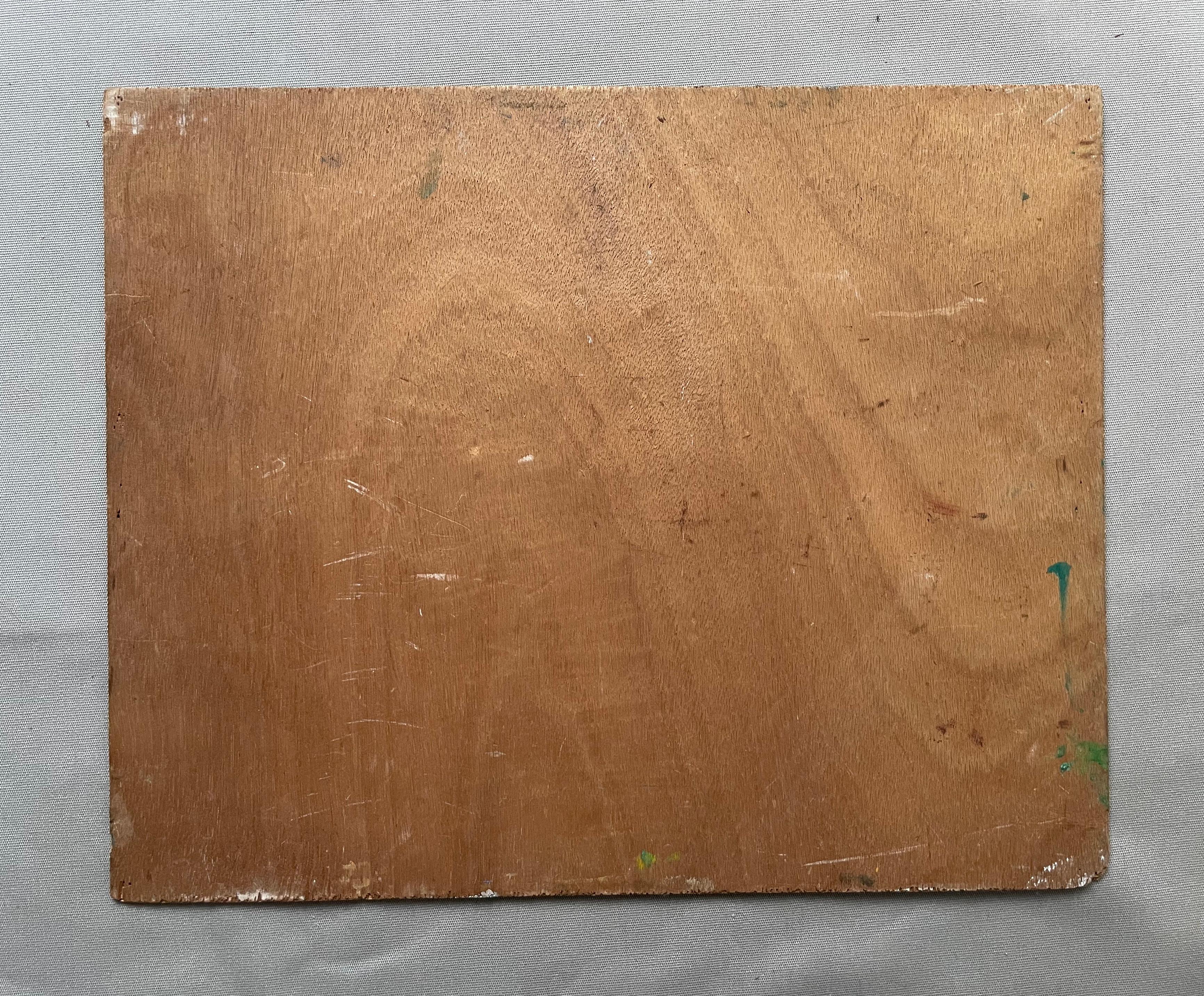 Ritratto di giovane donna, olio su pannello, firma da identificare 4